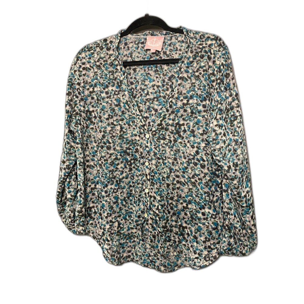 Teal greys and black Romeo & Juliet Couture Blouse-Small